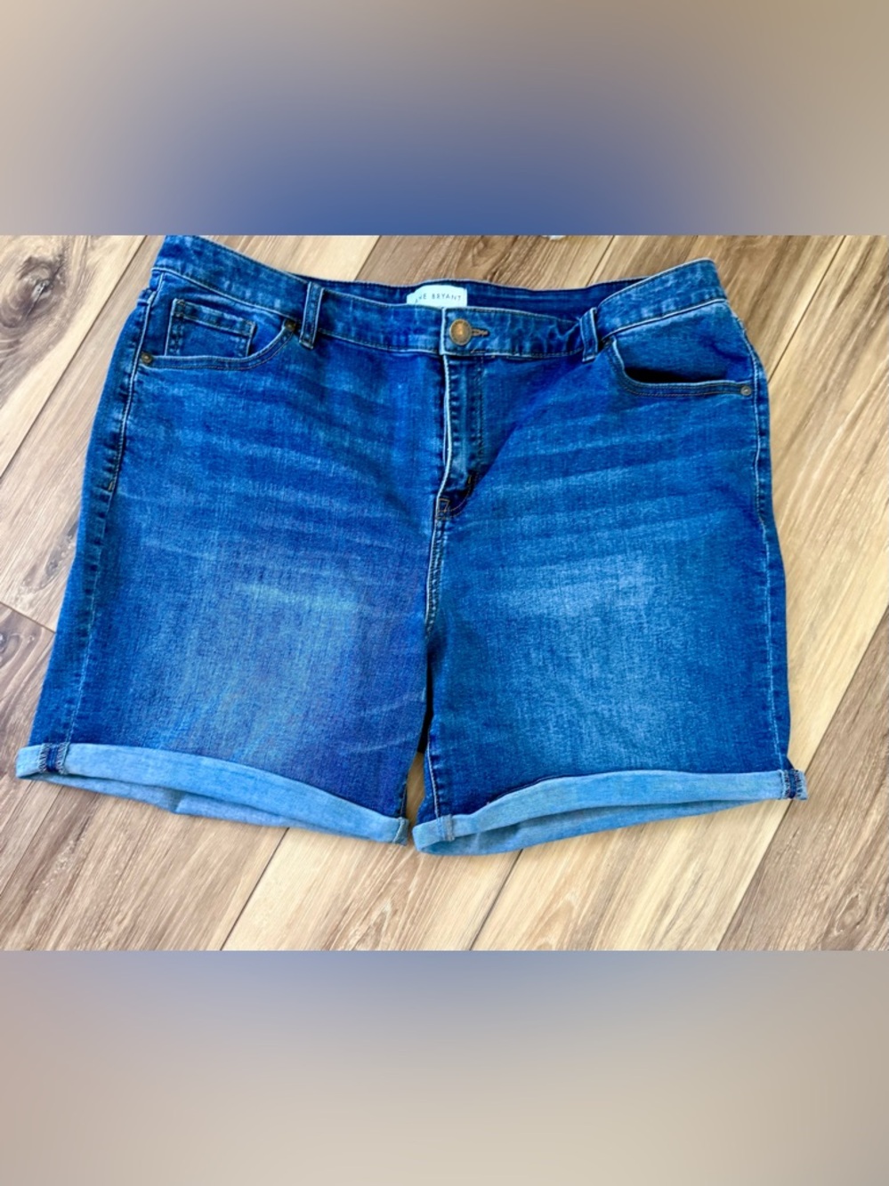 Lane Bryant Dark Blue Denim Cuffed Shorts